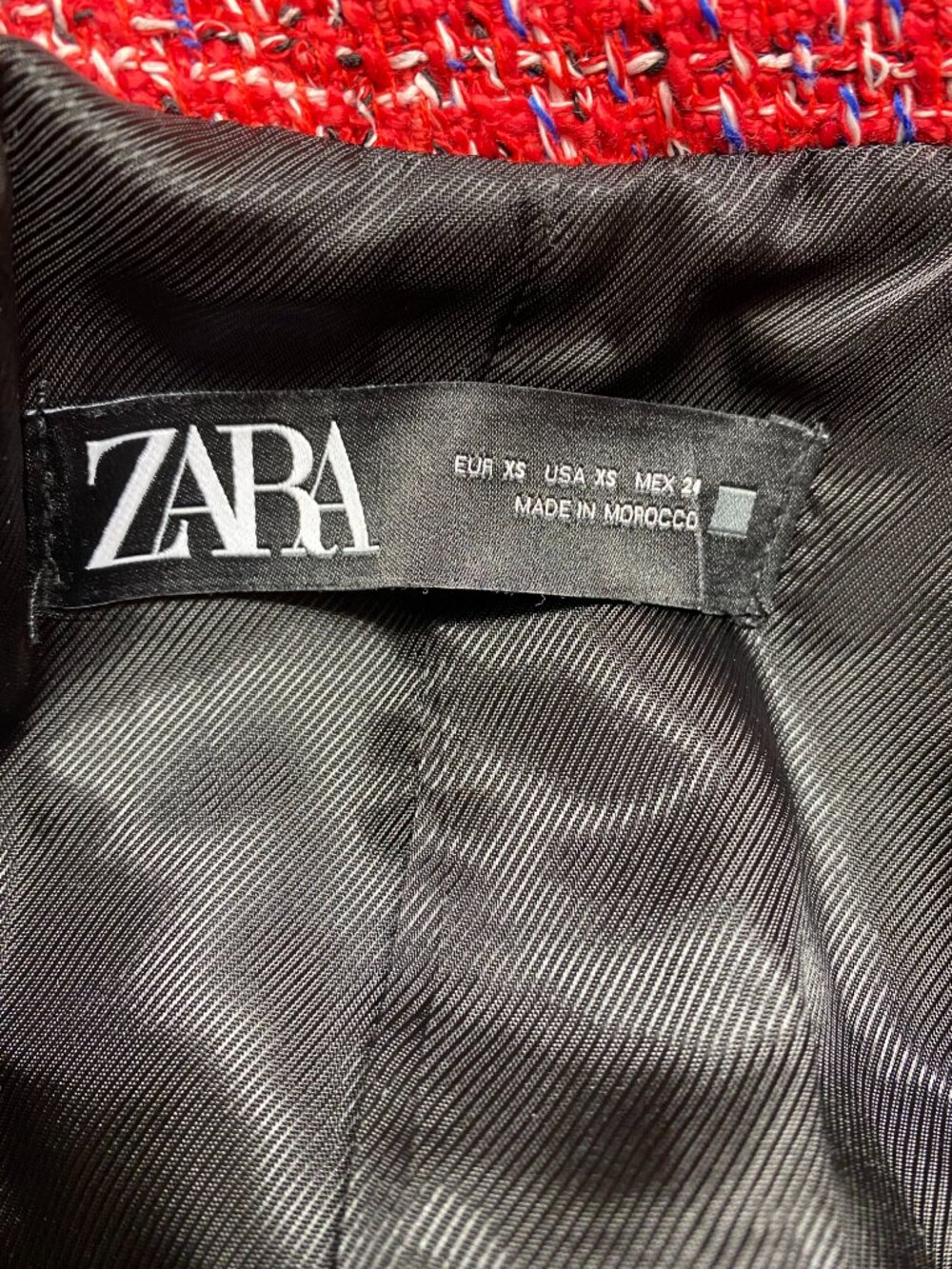 Zara Tweed Double-Breasted Red Blazer Jacket XS - Picture 11 of 13